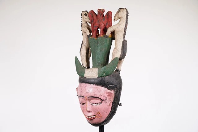 Tiv Mask with 2 Horses and Bird 18" - Nigeria - African Art 2