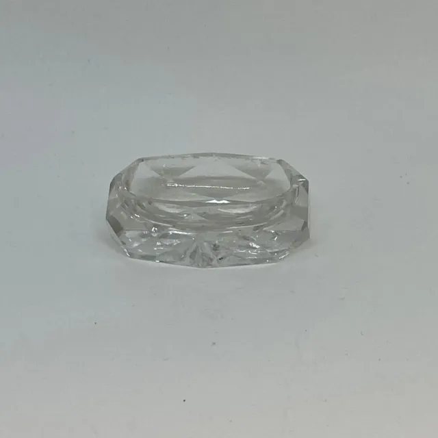 VINTAGE Cut Crystal SALT CELLAR Geometric Design STAR diamond