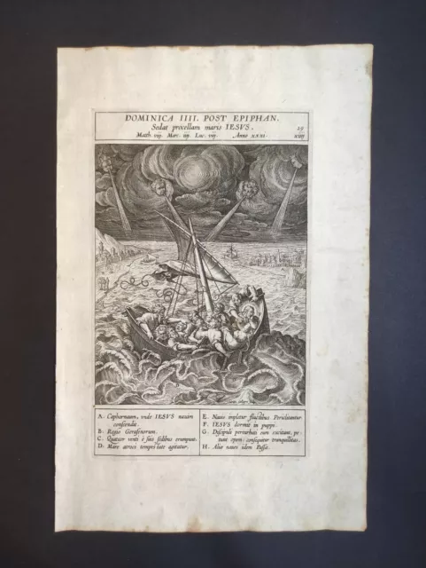 Jesus calms a storm at sea, Passeri, Collaert, Stampa 1593