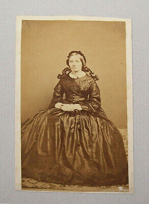 Old Antique Vtg 1860s CDV Photograph Civil War Era Young Woman Nice Dress Photo