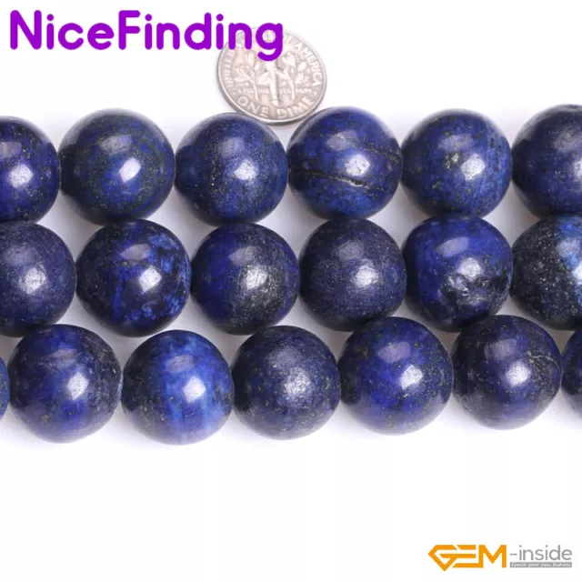 Blue Lapis Lazuli Round Stone Beads Jewellery Making Gemstone 15" Free Shipping