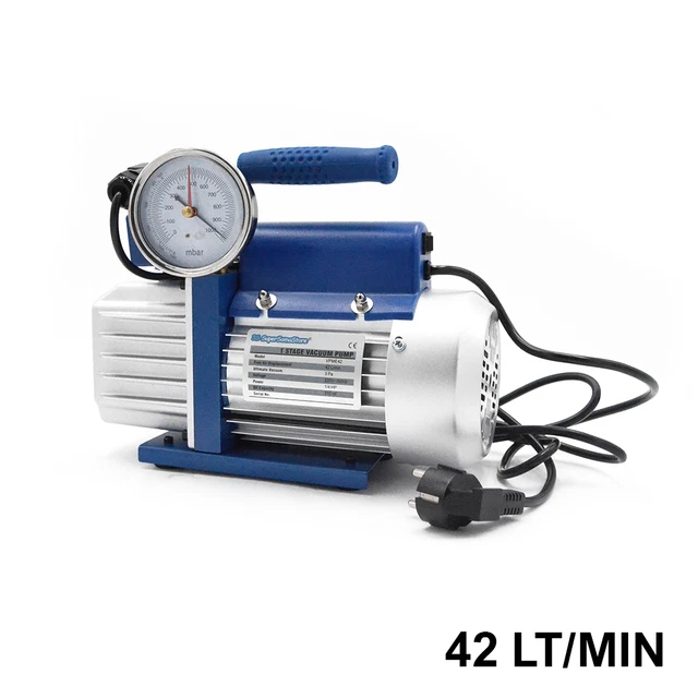 Pompa Per Vuoto Bistadio GASFRIGO 56 Lt/min - Con Vacuometro Ed Elettrovalvola