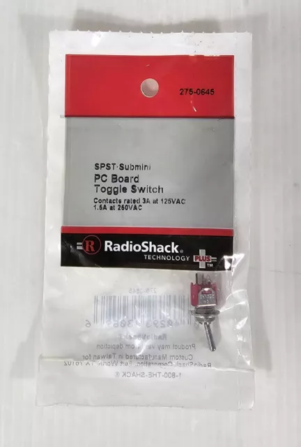 Radio Shack SPST Submini PC Board Toggle Switch 2750645 NEW