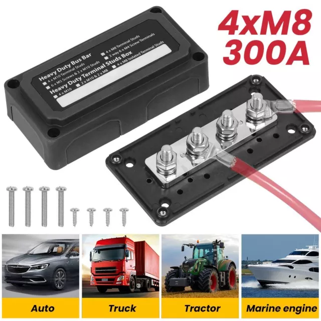 100A Bus Bar Power Distribution Block Heavy Duty Module with Cover 12V-48V  DC 12 Way Busbar for Truck RV Automotive Vehicles Car Red 