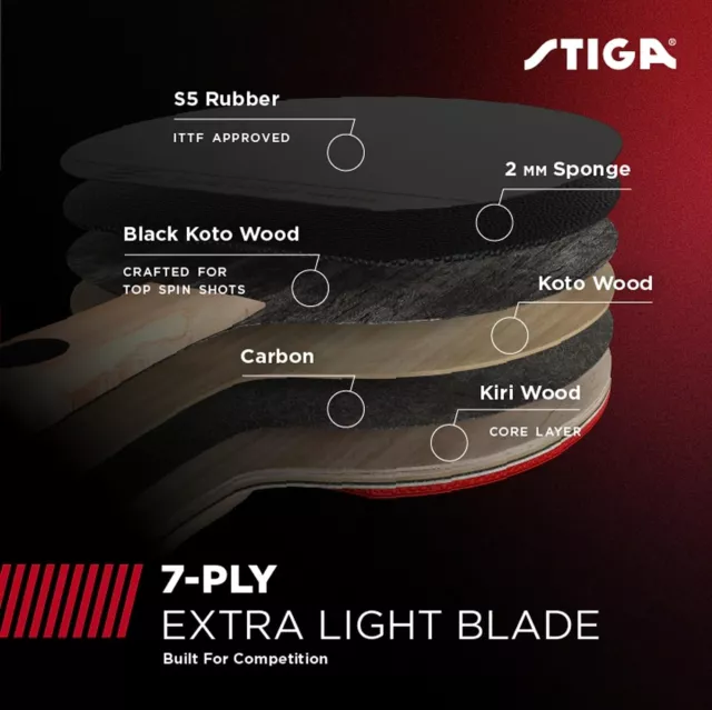 STIGA Pro Carbon Performance-Level Table Tennis Racket with Carbon Technology 2