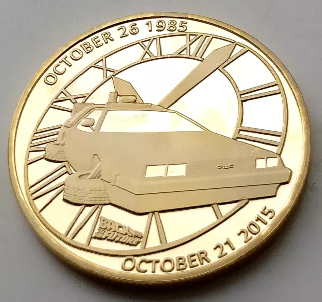 Back the Future Gold Coins Sci Fi Time Travel Movie McFly Car Fantasy 80s Retro