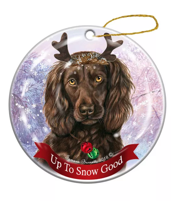 Holiday Pet Gifts Boykin Spaniel Brown Reindeer Dog Porcelain Christmas Ornament