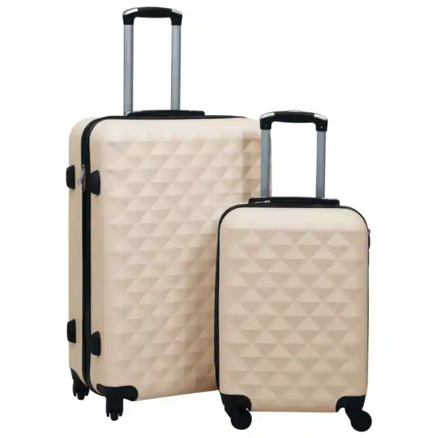 2x Hardcase Trolley Set Gold ABS Lightweight Trolley Suitcase Lock vidaXL