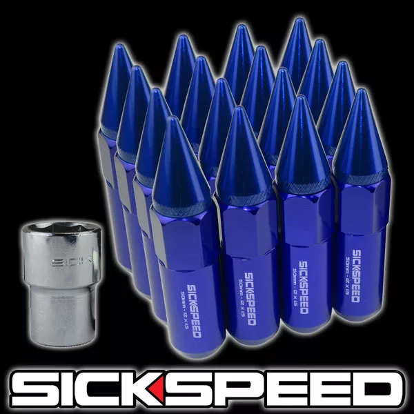 Sickspeed 16 PC Bleu Pointu Aluminium 60MM Étendu Blocage Écrou Écrous 1/2x20