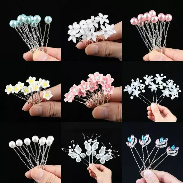 Pearl Hair Pins Wedding Bridal Flower Crystal Hair Clips Bridesmaid Jewelry Pins