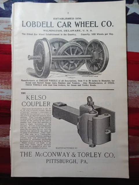 1904 Print Ad ~ THE KELSO COUPLER railroad Car MCCONWAY & TORLEY CO. Pittsburgh