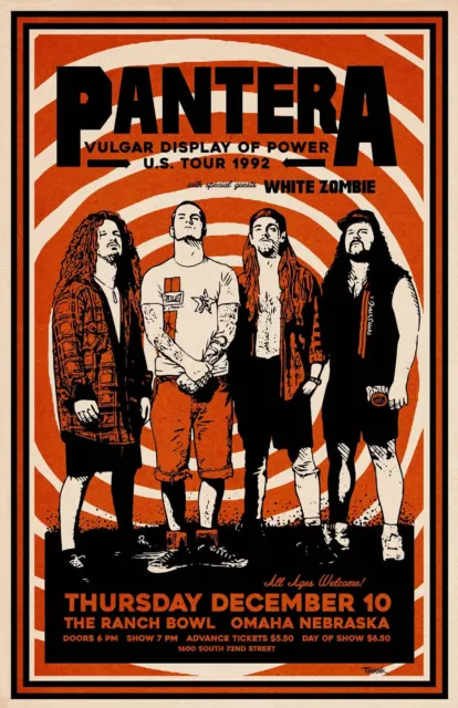 Pantera 1992 Póster De Concierto De La Gira De Usa Poster 45X32Cm Rock Metal