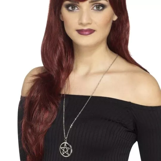 Abito Halloween Fantasioso Occulto Stregoneria Pentagramma Medaglione Collana di Smiffys