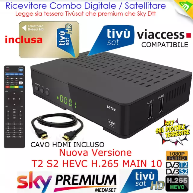 Kit Decoder Combo Satellitare E Terrestre + Scheda Tivu Sat Gold Full Hd