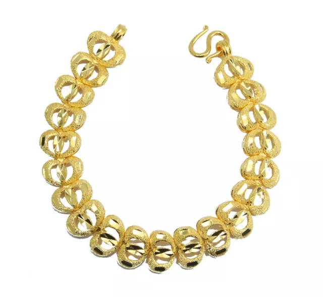 Nice! Diamond-Cut 7" Bracelet 22K 24K Yellow Gold GP Baht Thai Jewelry GT57