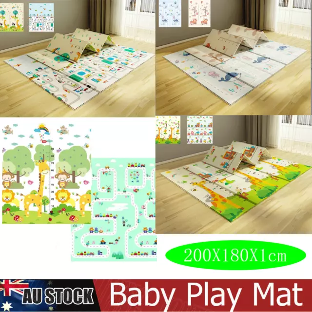 Kids Play Mat Baby Crawling Mat Pad Floor Foldable XPE Non-slip Carpet 200x180cm