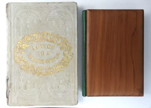 Advice to Married Couple c.1840 & Keats Sonnets wooden covers small books pair 2