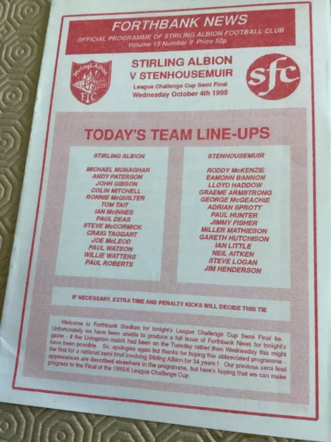 1995/96 Stirling Albion v Stenhousemuir  Challenge Cup Semi Final