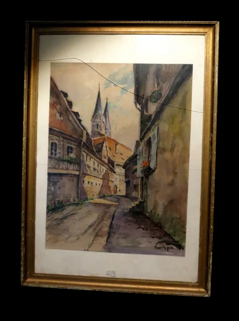 HOURREGUE (Jean) - [Aquarelle sur traits de crayon, signée].