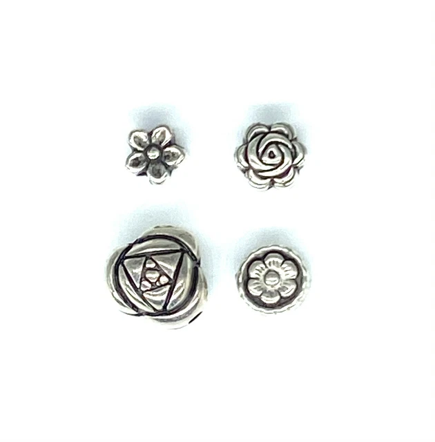 Antique Silver Pewter Flower Beads. Choose style.