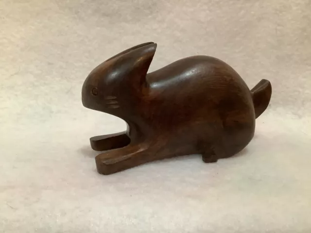 Hand Carved Wood Rabbit Figurine