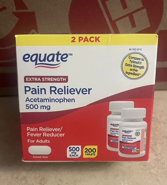 EQUATE EXTRA STRENGTH Acetaminophen 500mg 200 caplets EXPIRES 11/2025