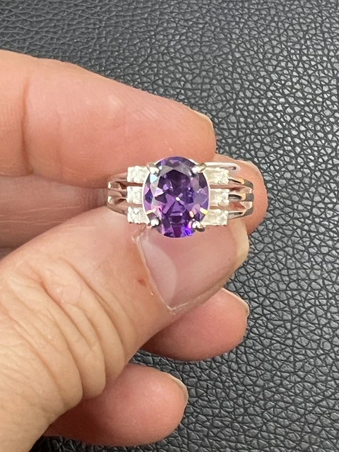Sterlingsilber Cz Lila Steinring Grösse 7 L@@K