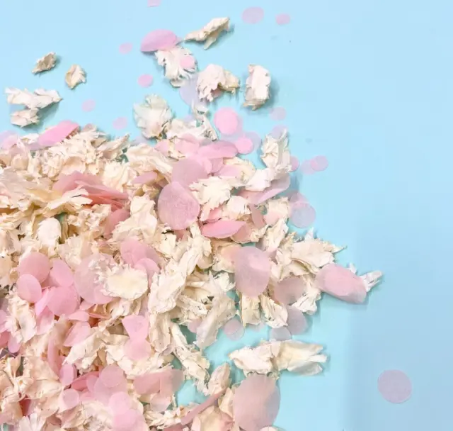 1L Wedding Confetti | Dried Real Petal & Paper | Biodegradable | Ivory & Pink