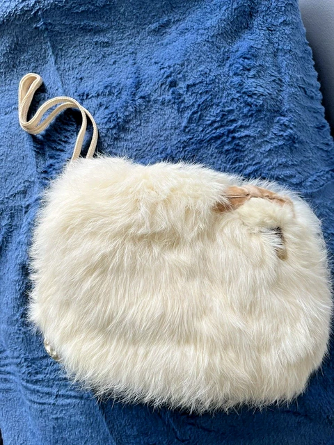 Antique Victorian White Fur Muff, Satin Ruching Reverse, Stunning, Exc, Child's?