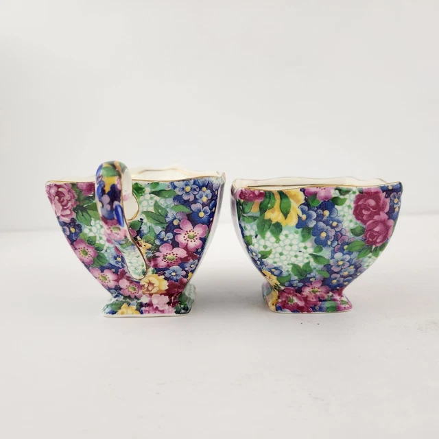 Chintz Julia Sugar Bowl Creamer Vintage Grimwades Royal Winton England Floral 3