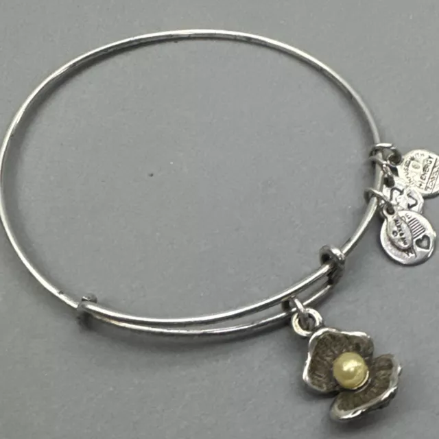 ALEX and ANI Oyster Shell With Pearl Charm Silver Finish Bracelet