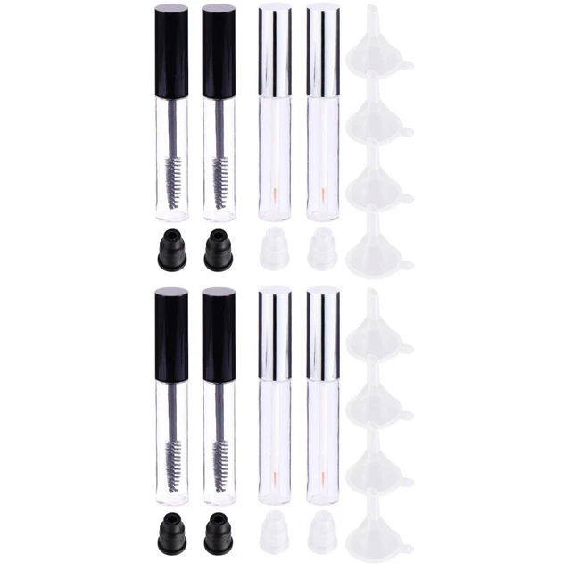 COSIDEA Leere Mini-Wimperntusche-Tuben 3 Ml – 10 Stück Mit Stoppern & Zauberstäbchen – Für Kosmetik Zum Nachfüllen