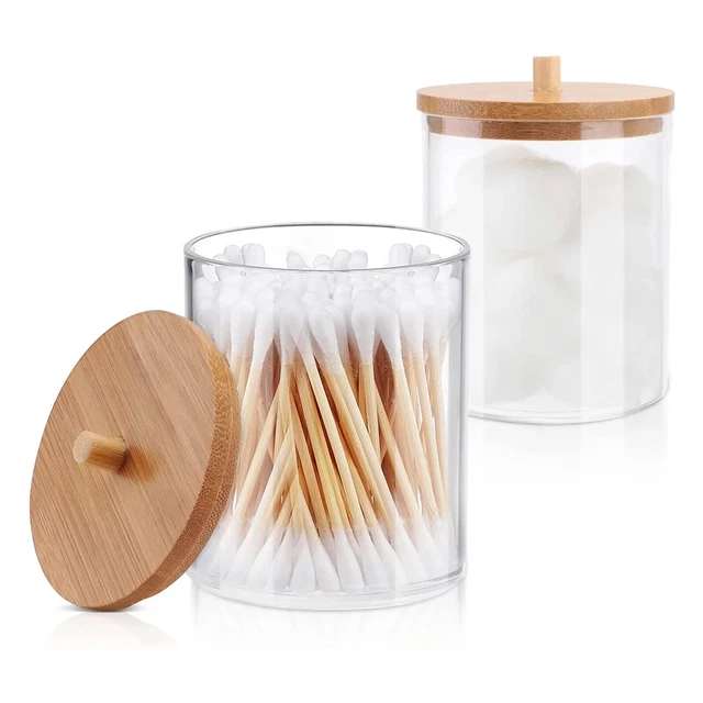 Acrylic Holder Dispenser Bathroom Jars With Lids Cotton Ball Pad Round Holder