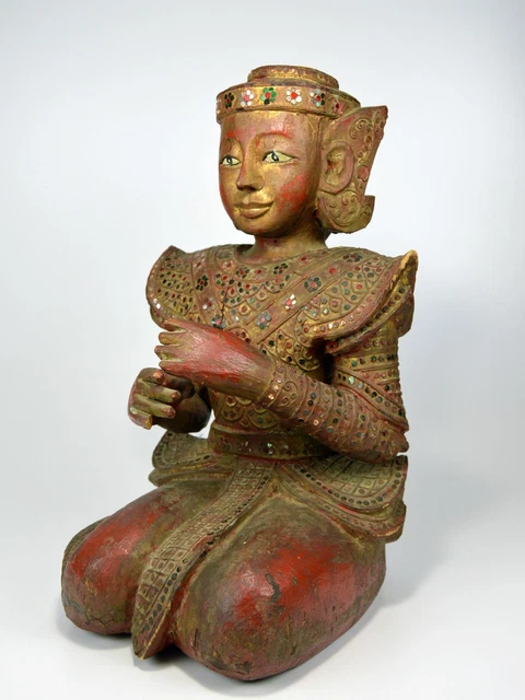 19th Century Mandalay Burmese Buddhist Monk sculpture 3