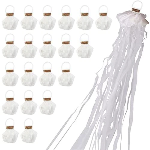 20 Pack Throw Streamers Popper Hand Throw Streamers White Party Popper