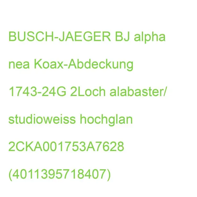 BJ alpha nea Koax-Abdeckung 1743-24G 2Loch alabaster/ studioweiss hochglan 2CKA0