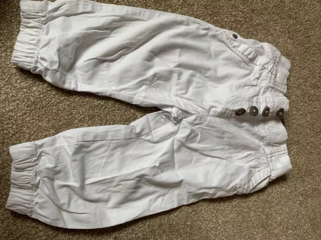 Next Baby Girls White Cotton Trousers/Bottoms Size 12-18 Months