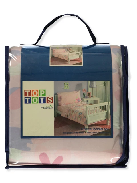 Top Tots by Summer Girls' 4-Piece Flowers Toddler Bed Set
