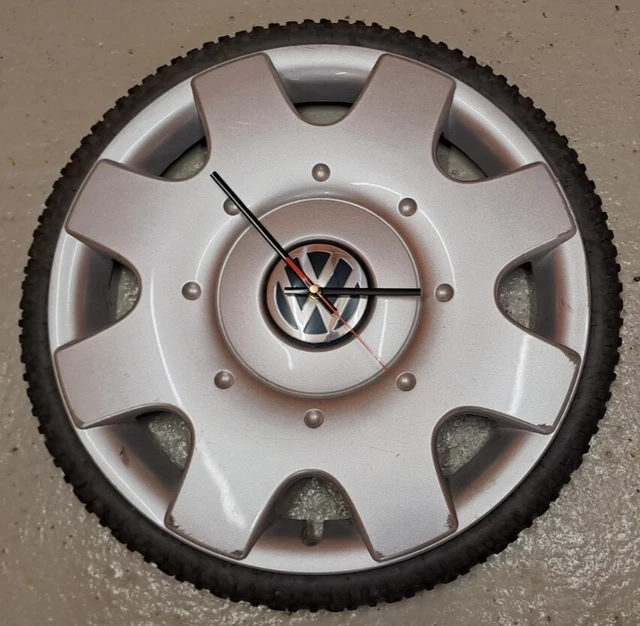 VW COLLECTOR'S CLOCK with genuine Volkswagen part and 20" rubber tyre