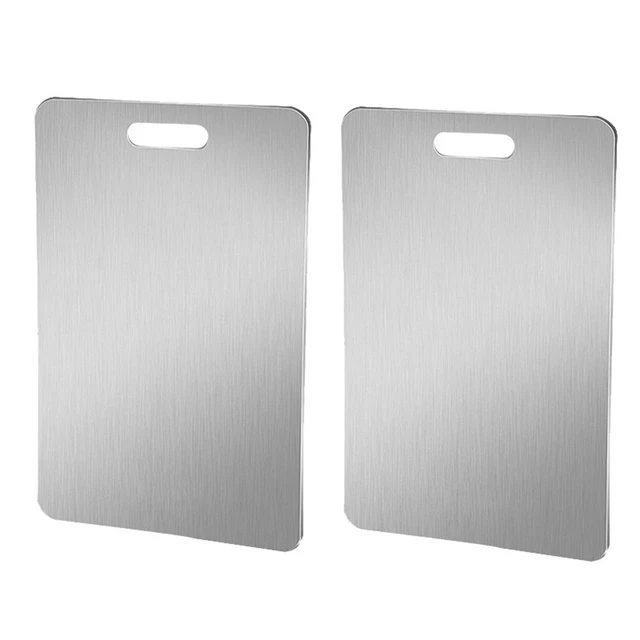 2 Planches à Découper Inox Double Face - 34x23cm & 25x15cm - Anti-Odeur Et Hygiénique Pour Cuisine
