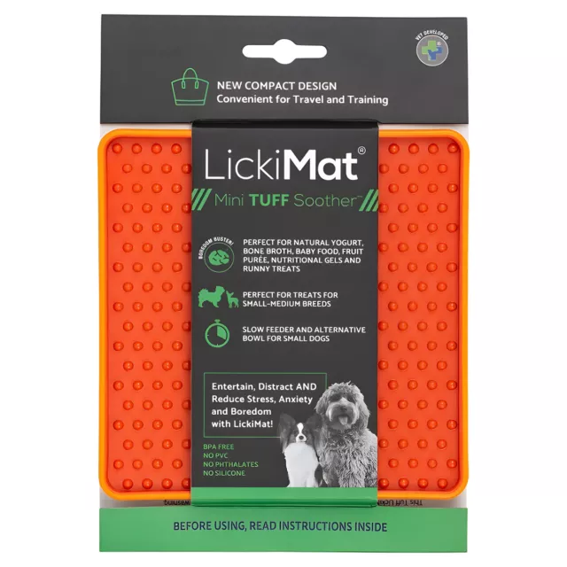 LickiMat Mini- Sucette Tuf Orange,Chiens Anti-schling-matte,Neuf