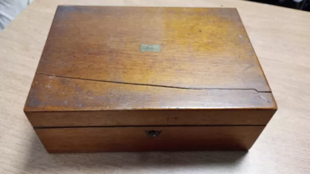 Antique Wooden Writing Box / Slope With Brass Inlay For Restoration.