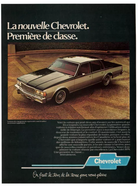 1979 CHEVROLET Vintage Original Print AD - Black car photo french canadian