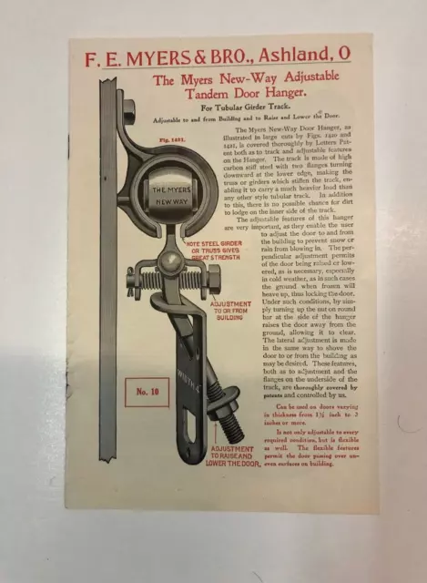 Vintage Early 1900'S Myers New Way Giant Barn Door Rollers Catalog Hangers