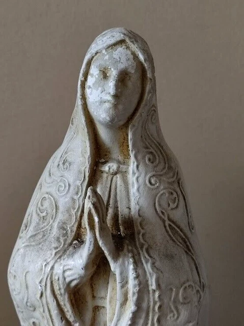 STATUE VIERGE MARIE Notre Dame De Fatima En Platre Antique Virgin ...