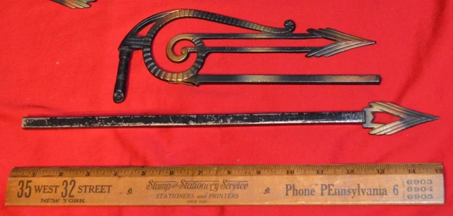 Antique Vintage Swing Arm Iron Curtain Drape Hanger Rods Art Nouveau Deco Arrow 8