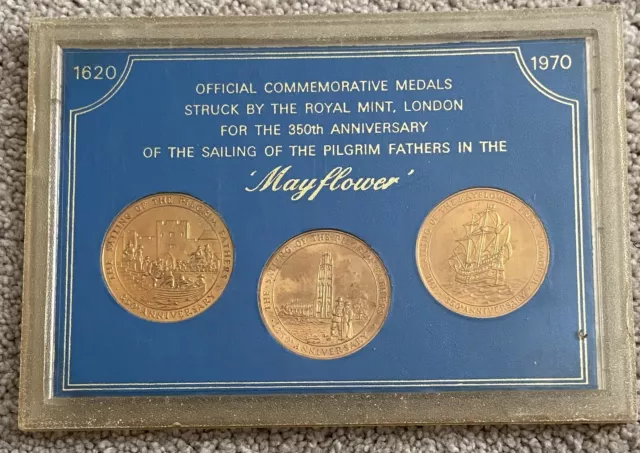 1970 Official Commemorative Medals 350th Anniversary Sailing Pilgrim Fathers