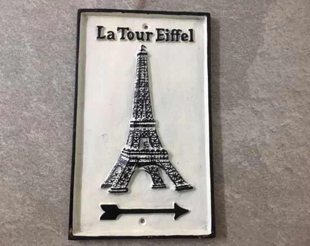 Paris Sign Eiffel Tower Large 31cm Cast Iron Retro Vintage Plaque Tour Eiffel