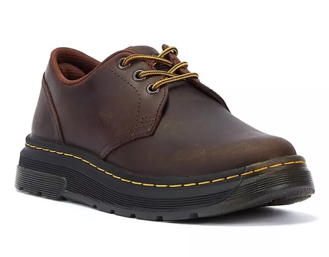 DR MARTENS ‘Crewson Lo’ Crazy Horse Brown Leather Shoes -Size 8 (42) BNIB