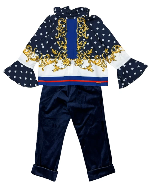 Loredana 2pc Set RRP£279 Designer AGE 8 Girls Top Sweat Shirt Trouser Pants A038